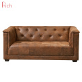 Factory Wholesale Traditional Style Black Leather Chesterfield Sofa Two Seater Couch Sofa